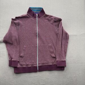 Robert Graham Sweater Mens XL Purple Full Zip Mock Neck Waffle Knit‎ Casual